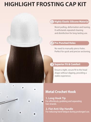 Hair Highlight Kit 12-Piece with Silicone Cap & Tools