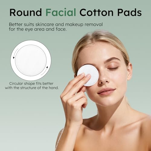 LLHQAMT 100 Sets (200 pcs) Individually Wrapped Cotton Rounds for Makeup Removal