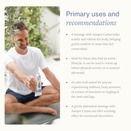 Juniper Massage Cream, 96g. Soothes Muscle & Joint Pain. Pre-Workout & Post-Work Out Body Cream. Herbal Body Cream for Elderly People by Swiss Just.