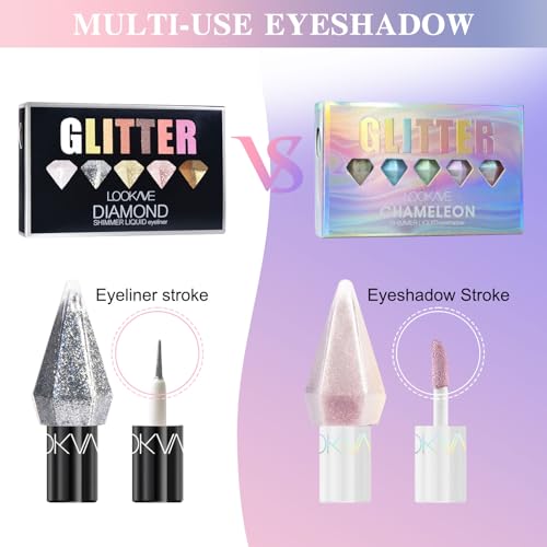 5-Color Liquid Glitter Eyeshadow Set - Long-Lasting Waterproof