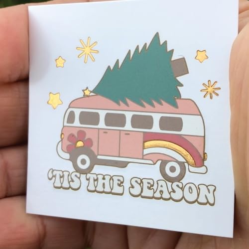 Retro Christmas Temporary Tattoos/Pack of 36/ Full Color with Gold Metallic Highlights/Christmas Party Favor/Stocking Stuffer/Removable