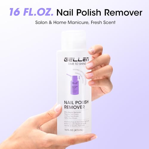 Gellen Non-Acetone Nail Polish Remover with Aloe Vera, Pump Dispenser - 16 Fl Oz (Variant 03-Unscent)