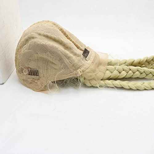 613# Blonde 5 Twisted Synthetic Braided Wig 100% Hand Lace Front Braided Wigs with Baby Hair for Women Heat Resistant Lightweight Synthetic Twisted Braids Wig 26''