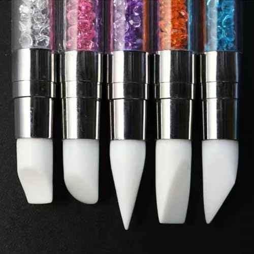 5 Pcs Nail Art Sculpture Pen Dual Tipped Silicone Nail Tools Nail Art Silicone Brushes for Design Nail Carving Drawing Shaping Effect