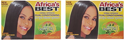 Africa's Best No-Lye Relaxer Kit, Dual conditioning, Herbal Intensive, Superior Straightening and the Very Best Nourishment, Designed for Normal Hair Textures