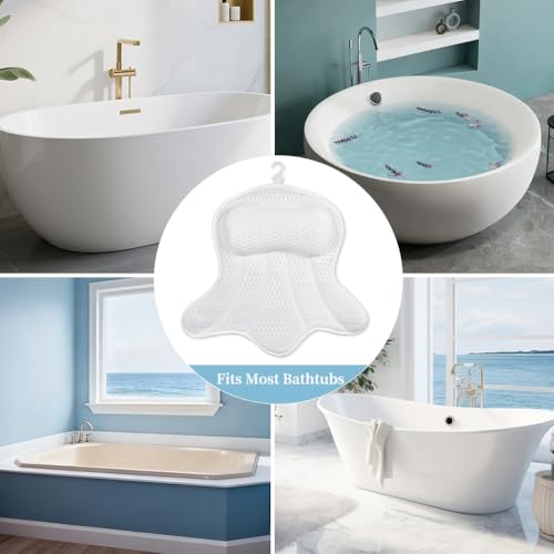AmazeFan Luxury Bath Pillow with 4D Air Mesh & 6 Suction Cups