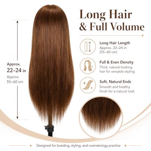 100% Human Hair Mannequin Head 20 Inch with Clamp