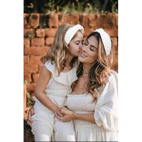 Huachi White Pearl Headbands for Women Trendy Knotted Head Bands for Women's Hair Non Slip Elegance Women Headbands Fashion Hair Accessories