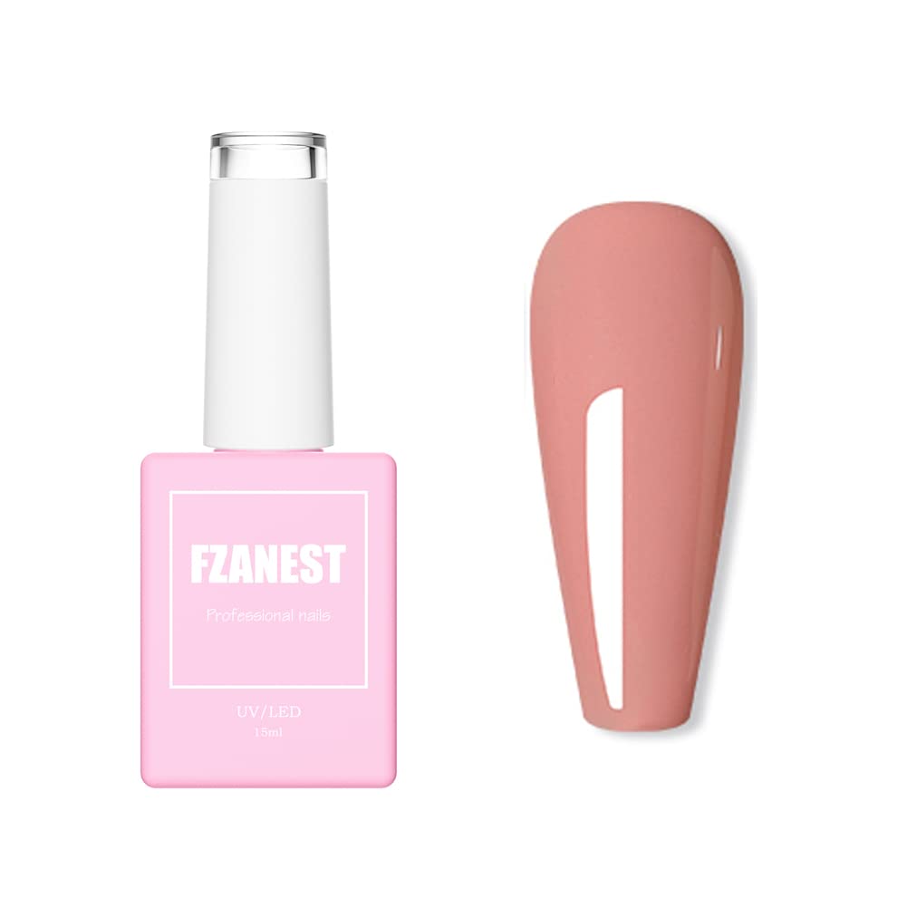 FZANEST Pastel Gel Nail Polish,15ml Rose Pink Soak Off UV Light Cure Gel Polish for Spring Summer Soft Candy Nail Art DIY #D19