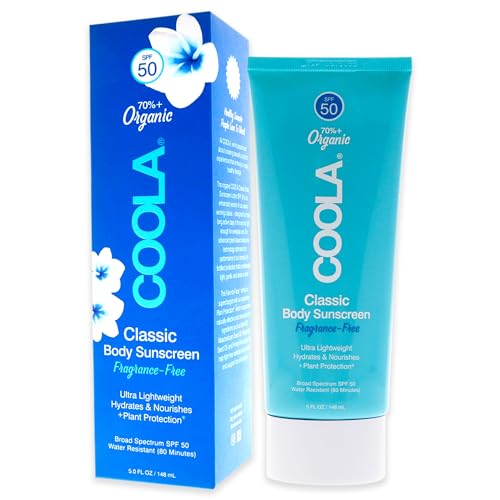 COOLA Organic Sunscreen SPF 50 Sunblock Body Lotion, Dermatologist Tested Skin Care for Daily Protection, Vegan and Gluten Free, Fragrance Free, 5 Fl Oz