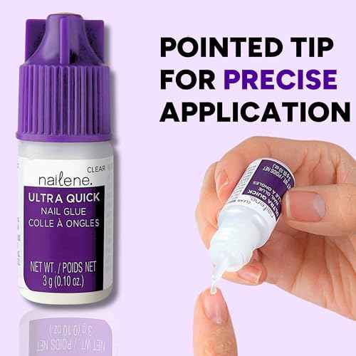 Nailene Ultra Quick Nail Glue - Durable, Easy to Apply False Nail Glue ? Repairs Natural Nails ? Quick-Drying Nail Adhesive Lasts Up to 7 Days - 3 g/0.10 oz - 6 Pack