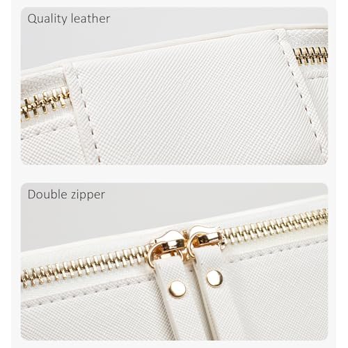 LETGO Clear Makeup Bags Set - TSA Approved Toiletry Bag with Handle Large Opening, Clear Toiletry Bags Case Pouch for Traveling Travel Car Orangizer Storage Essentials (Mini+Large White)