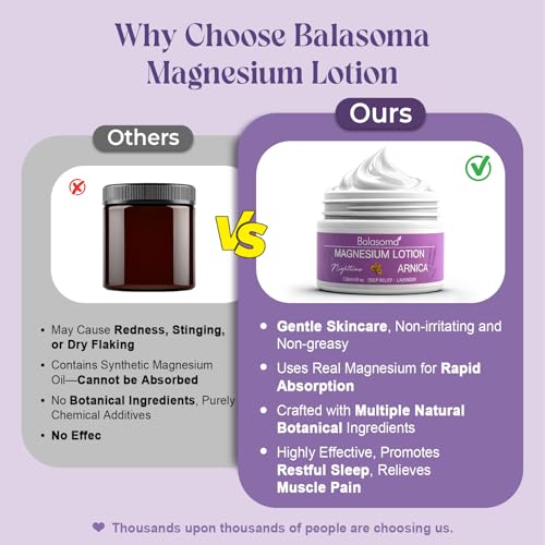 Nighttime Magnesium Lotion with Arnica ? Magnesium Cream for Sleep ? Potent Magnesium Formula Soothes Muscles & Joints, Apply to Legs & Feet Before Bed ? Suitable for kids and adults