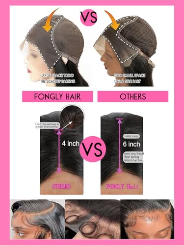 Fongly 13x6 HD Lace Front Wigs Human Hair Body Wave 16 Inch Wig