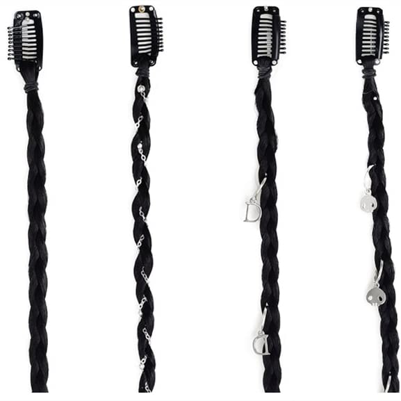 6pcs Synthetic Braid Female Y2K Jumbo Braiding Ponytail Playful and Cute Simulation Boxing Braid Signle Clip Ombre Color DIY Hair Extensions (1B/Grey)