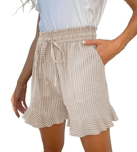 Women's Summer Linen Shorts Wide Leg High Waisted