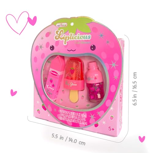 Hot Focus | Strawberry Flavored Lip Gloss Set ? Assorted Fruity Lip Gloss Flavors, Non-Toxic Makeup for Kids & Teens
