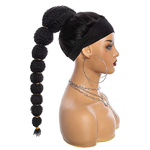 Doren 18inch Synthetic Kinky Straight Hair Bubble Ponytail #1B Color African American Wrap Synthetic Drawstring Afro Puff Ponytail Hair Extensions