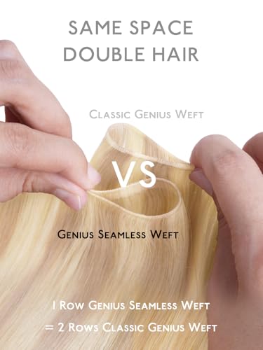 WENNALIFE Tape-in Weft Hair Extensions Human Hair Natural Remy Blonde 31in