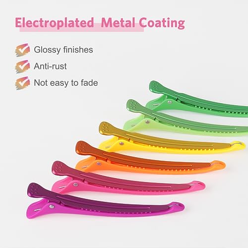 AIMIKE No-Crease Duck Bill Hair Clips - 6pcs Neon Styling Set