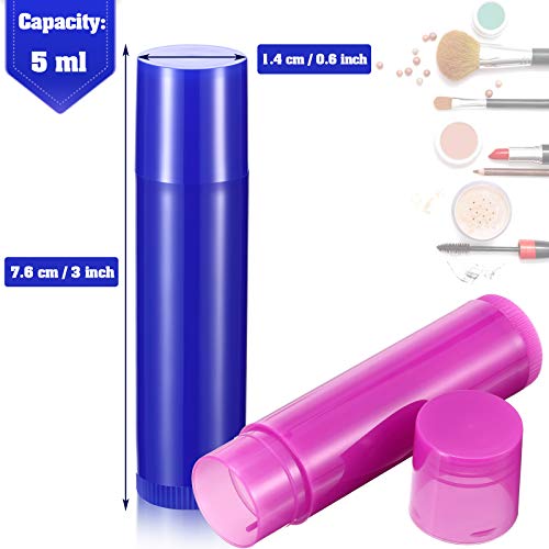 64 Pieces 5ml Empty Lip Balm Tubes, 8 Colors Refillable DIY