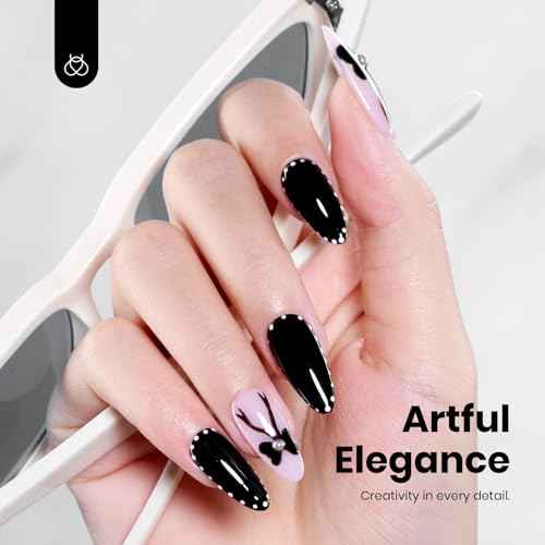 Beetles Black Winter Gel Polish 2Pcs 0.51Fl.OZ Pure Black Gel Nail Polish Set 15ml Dark Base Color Soak Off Uv Nail Lamp Art Manicure DIY Design Gift for Women Long Nights Collection