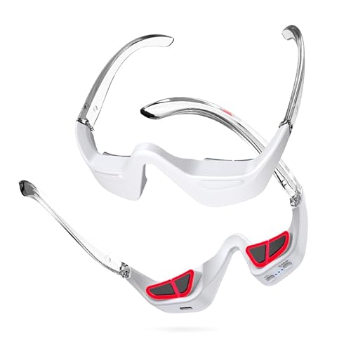 Under Eye Red Light Therapy Glasses - 1PC Microcurrent & Red Light Eye Care Device Helps Reduce The Look of Eye Puffiness, Dark Circles & Fine Lines, Lightweight Portable Eye Massager