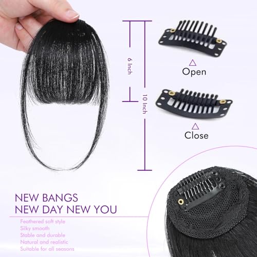 Clip-in Bangs 100% Human Hair Extensions - Natural Black Fringe