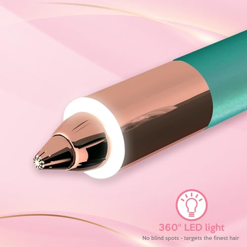 Eyebrow Hair Remover for Women | 18K Gold-Plated Head | 360¡Æ LED Light Portable Painless Epilator