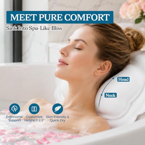 Inflatable Silicone Bath Pillow with Head & Neck Support