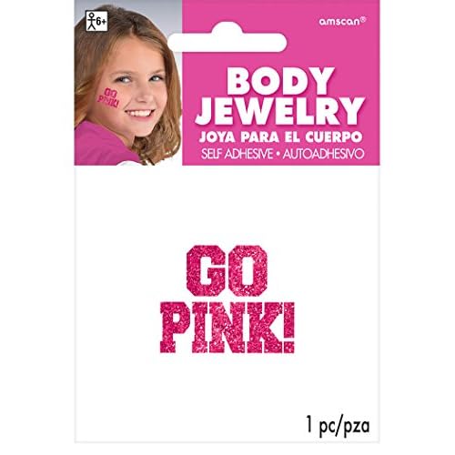 Go Pink Glitter Body Jewelry, Party Accessory