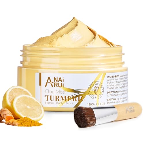 Turmeric Vitamin C Face Mask, Deeep Cleansing Clay Mask for Dull Skin, Skincare Facial Mask for Refining Pores and Controlling Oil, Smooth & Radiant Skin, Face Skincare Gifts, 4.23 OZ