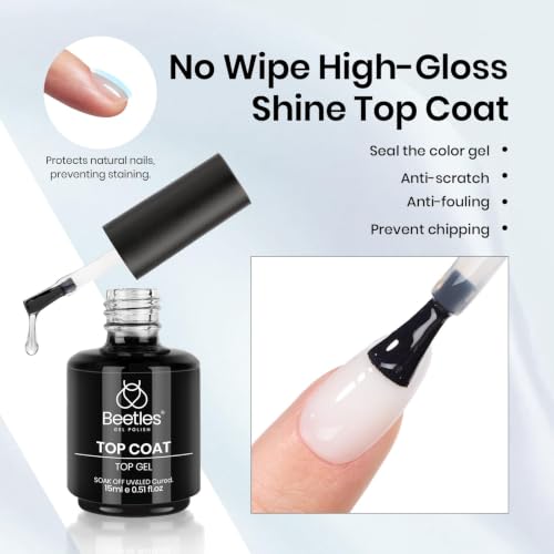 Beetles Builder Nail Gel & Top Coat Set - White Gel, 3 Pieces, 15ml L-White-3
