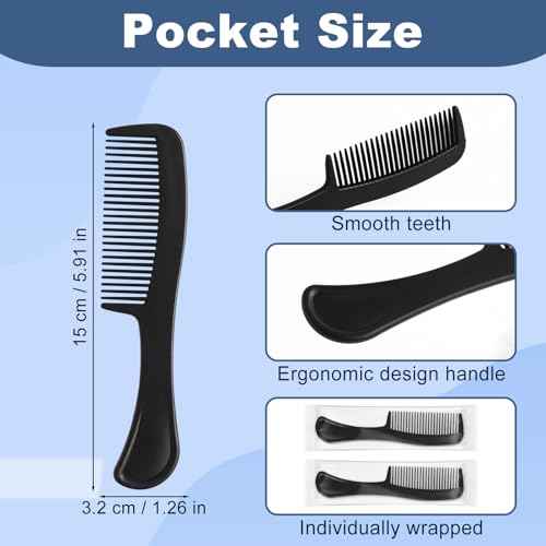 Combs Bulk, Combs Individually Wrapped, Simple And Stylish, Suitable For Hotels, Shelters, Homeless People, Nursing Homes, Charities, Black (30-PACK)