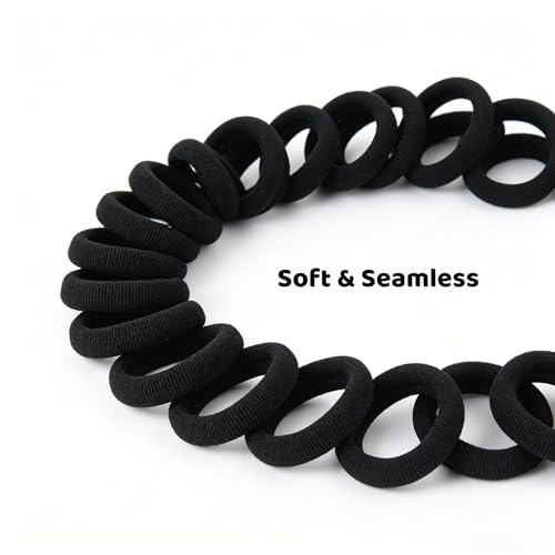 500 Black Baby Hair Ties - Soft Seamless Ponytail Holders for Toddlers