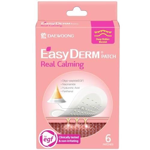 EasyDerm Real Calming Pimple Patches, Clear | Niacinamide, Hyaluronic Acid, EGF Acne Dark Spot Care, K-beauty | 6 counts, Micro Point length : 285¥ìm
