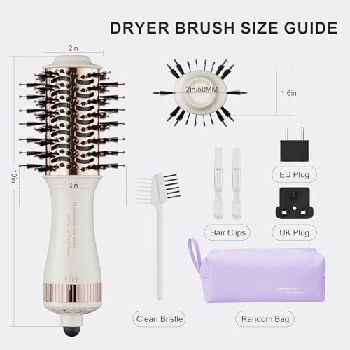 Dual Voltage Travel Hair Dryer Brush – 2 Inch Nano Titanium