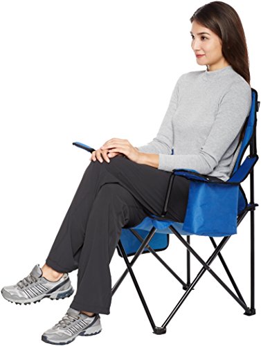 Amazon Basics Camping Chair for Beach, Picnics, Tailgates, Sports, Large, Mesh Back, Blue