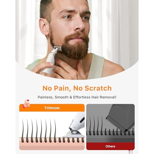 2 in 1 Electric Body & Nose Hair Trimmer - Painless Beard Razor for Men, All-in-One Groomer with Magnetic Nose Hair Head, Waterproof Wet/Dry Groin/Ball Shaver,USB-C Fast Charging,White(Solo)
