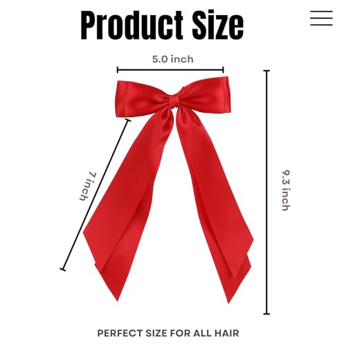 Red Satin Hair Bows with Alligator Clips - 2 Pack