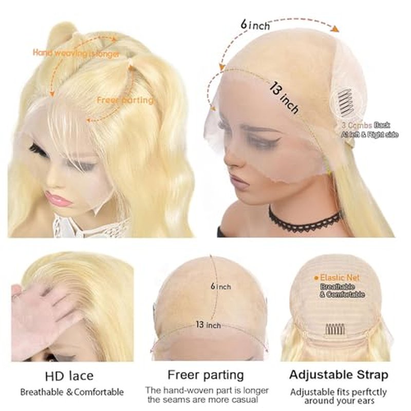 613 Blonde Lace Front Wig Human Hair 13x6 Body Wave 26 Inch