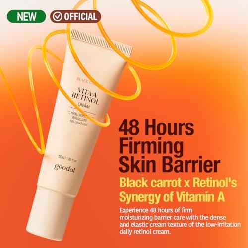 GOODAL Black Carrot Retinol Cream 1.69 fl.oz (50ml) ? Beginner Friendly Korean Skin Care Moisturizer with Retinol, Niacinamide, Pore minimizer ? 48H Lasting Hydration, Anti-Aging, Daily Cream