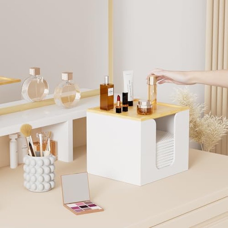 Acrylic Disposable Face Towel Holder with Bamboo Lid