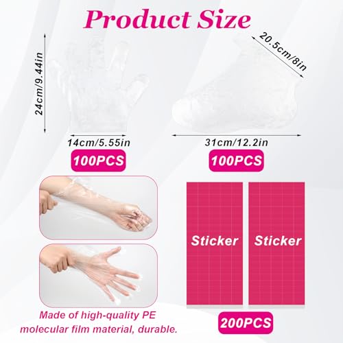 Disposable Paraffin Wax Liners for Hands & Feet - 200 Pack Spa Gloves & Booties