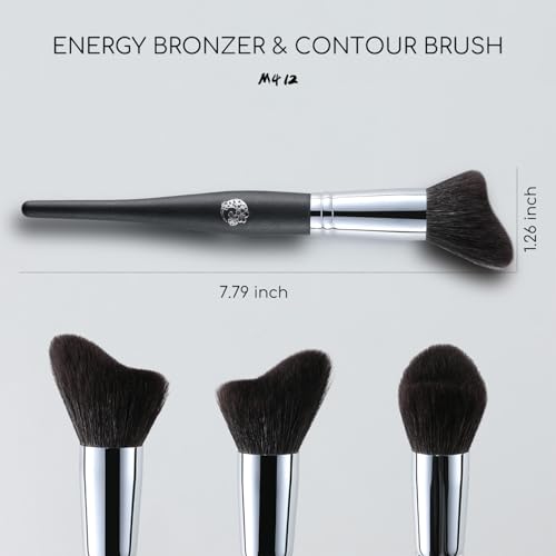 ENERGY Contour Brush Professional Makeup Brush for Foundation Blush Bronzer Contour and Setting Powder Blending Soft Dense Natural Goat Hair Curved Kabuki Brush M412