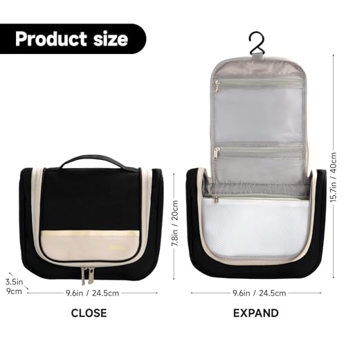 Posprica Hanging Toiletry Bag, Travel Cosmetic Bag with Multiple Compartments, Waterproof Portable Makeup Organizer for Women & Men, Ideal for Travel, Bathroom & Gym