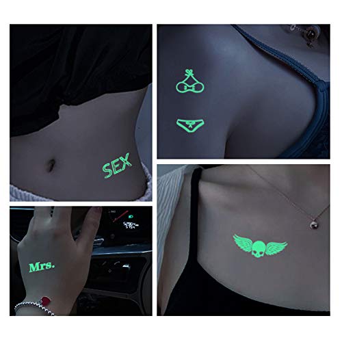Glow In The Dark Temporary Tattoo Stickers - 20 Sheets