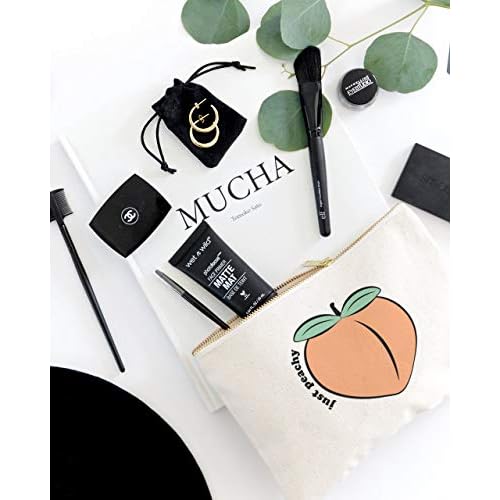 The Cotton & Canvas Co. Just Peachy Summer Beach Cosmetic Bag and Travel Make Up Pouch