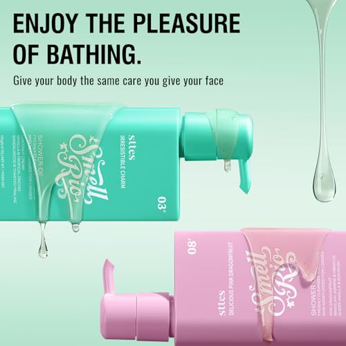 Sttes Smell Rio Shower Oil 05# (Vanilla Orchid Sandalwood) - Natural Moisturizing Body Cleanser with Sunflower, Jojoba & Macadamia Oils, Paraben & Mineral Oil Free, 155g/5.47 Oz