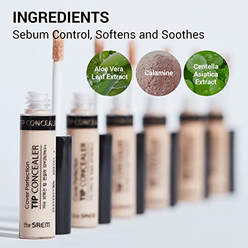 THE SAEM Cover Perfection Tip Concealer 3 Color Set, Liquid Multi-Use Concealer, Full Coverage Makeup for Acne Dark Spots Dark Circles Hyperpigmentation and Blemishes, 0.2 fl.oz. (#1, #1.5, #2)